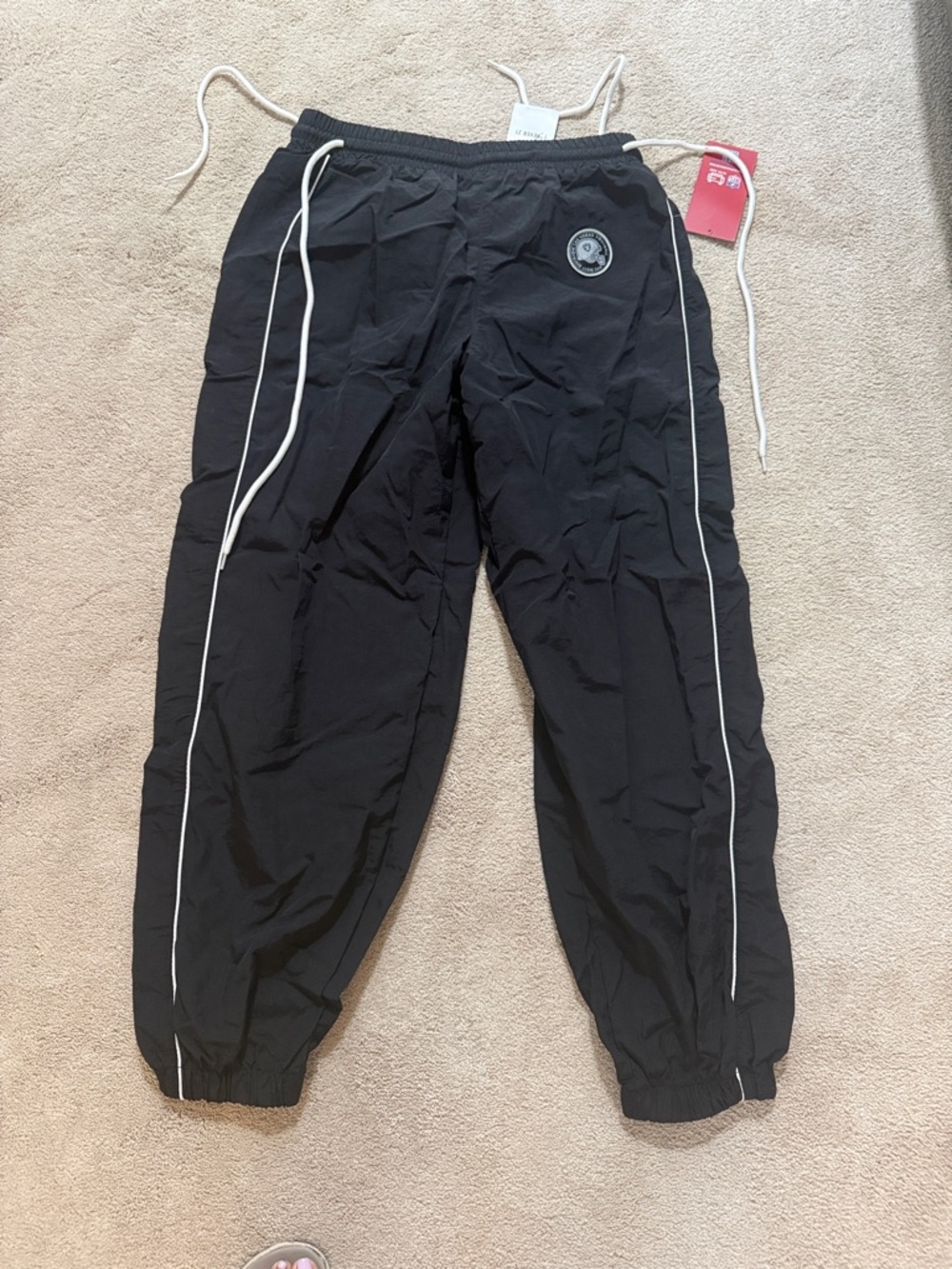 NFL Black Track Pants with White Piping